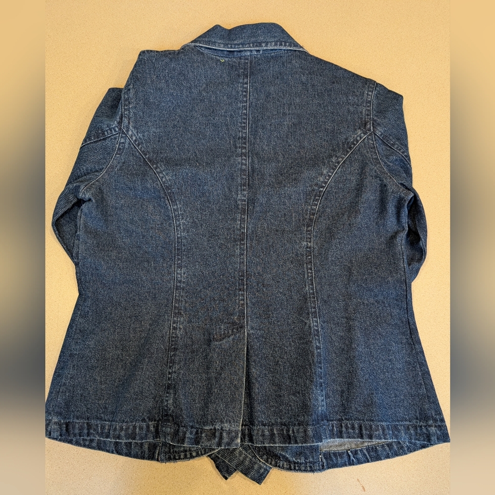 Vintage Embroidered Floral Dark Blue Jean Jacket - Picture 6 of 6